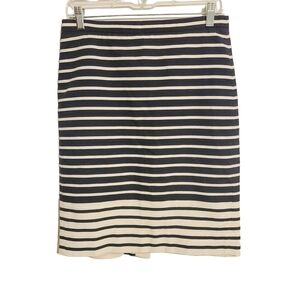 J. Crew | Women's Navy Blue & Off White Colorblock Striped Pencil Skirt (Size 4)